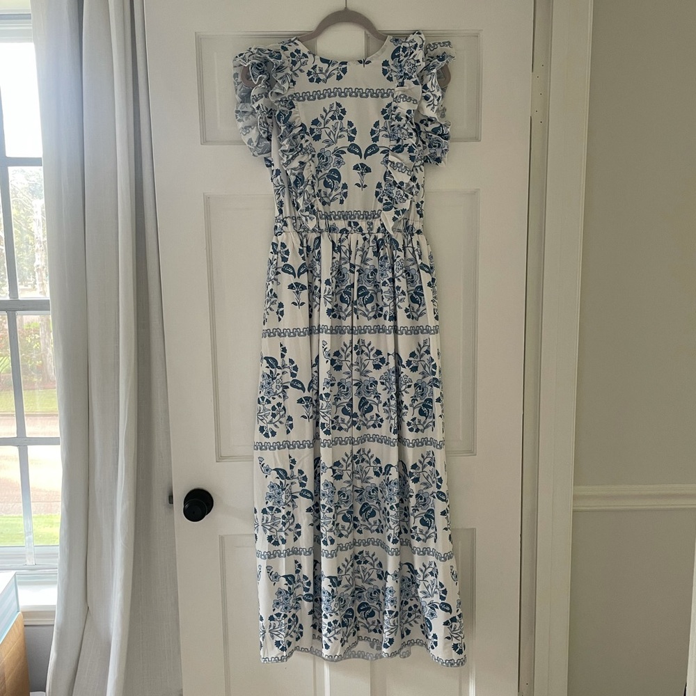 Ruffle sleeve floral print maxi dress